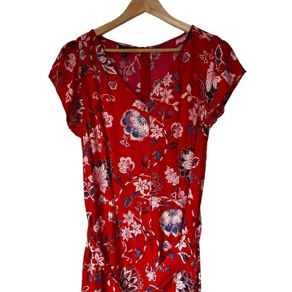 Talbots Red Floral Short Sleeve Dress, Friends Style, 8 - Picture 3 of 10